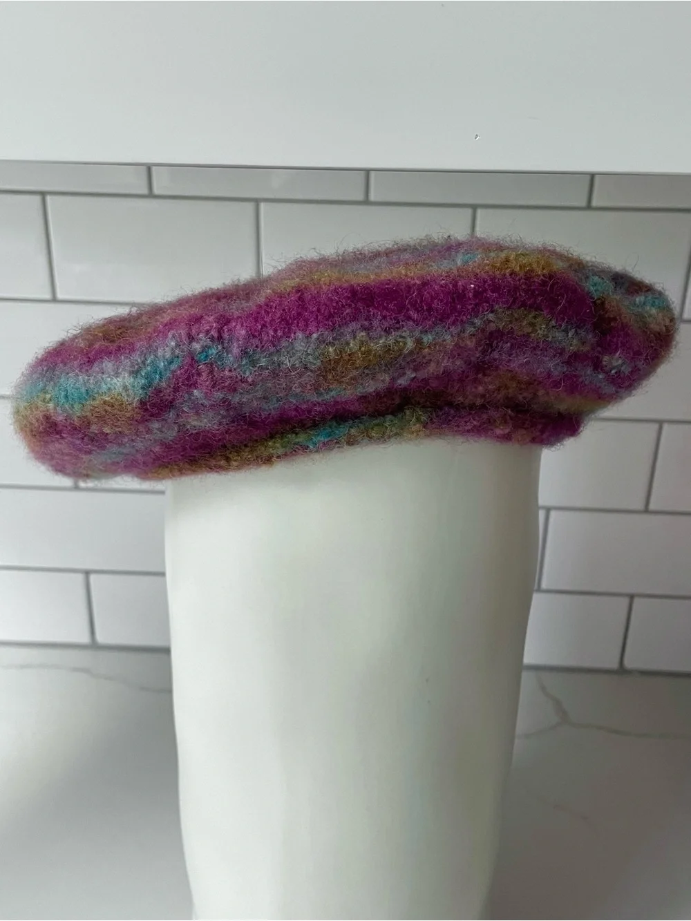 Colorful Handmade Felted Wool Beret